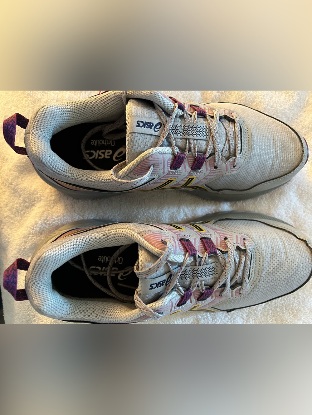 Asics Women's Light Blue Pink and Gold Sneakers
